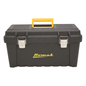 19″ Black Plastic Toolbox with Metal Latches Hand Carry