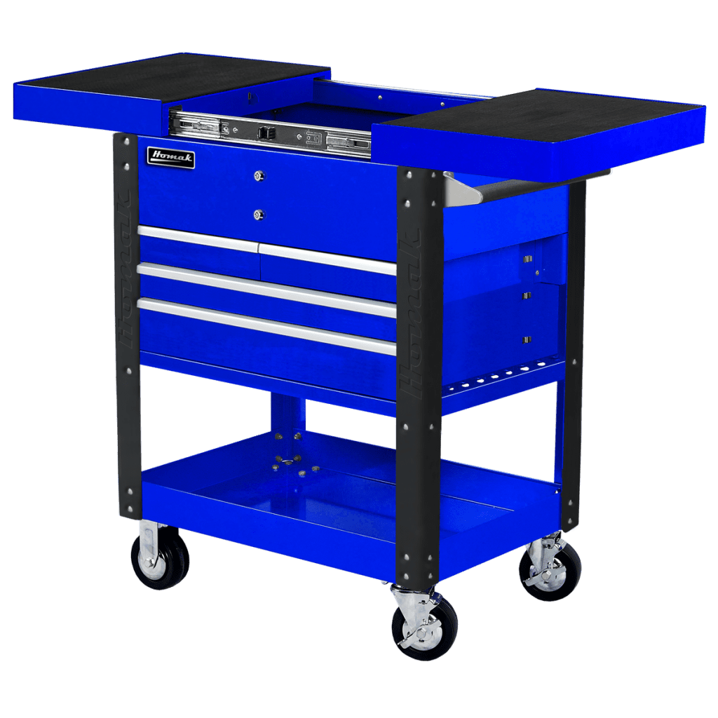 Service Cart w/ Locking Top & Drawer - Blue