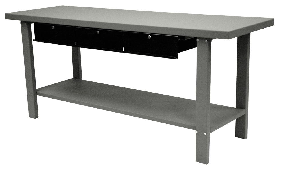 79″ Industrial Steel Workbench with 3 Drawers Workbenches