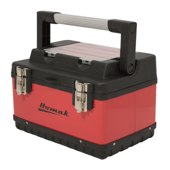 20″ Red Metal Black Plastic Hand Carry Toolbox Hand Carry