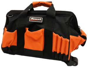 orange and black cloth rolling tool bag