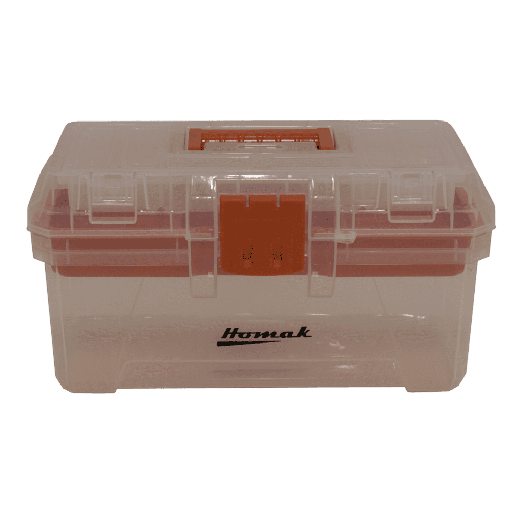 Homak TP00112055 12-Inch Plastic Transparent Toolbox with Tray