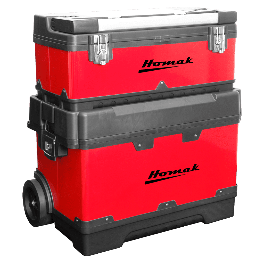 Red Metal Black Plastic Roll-Away Toolbox Combo Roll Away