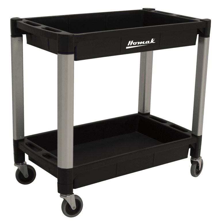 Plastic Service Cart 2 Level Shelves Homak Manufacturing
